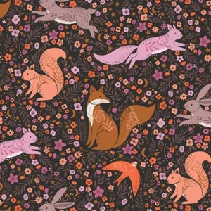 Wild Floral Waldtier schwarz Dashwood Studio 100 % Baumwollstoff Fat Quarter - Bild 1 von 1
