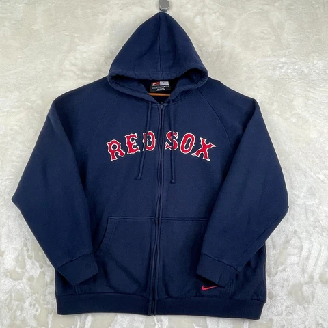 Vintage Boston Red Sox Nike Team Hoodie Sweatshirt Mens Large Blue Full Zip MLB Cover