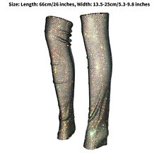 Womens Fishnet Hollow Out Covers Gift Leg Party Knee Rhinestones Socks Sexy New