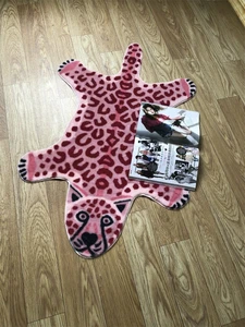 Faux Fur Pink Leopard Print Animal Skin Hide Pelt Rug Mat Carpet Home 29"x44" US