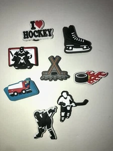 Hockey Shoe Charms for Croc Slides and Wristbands Lot of 8 New Ice Hockey  NIB - Picture 1 of 6