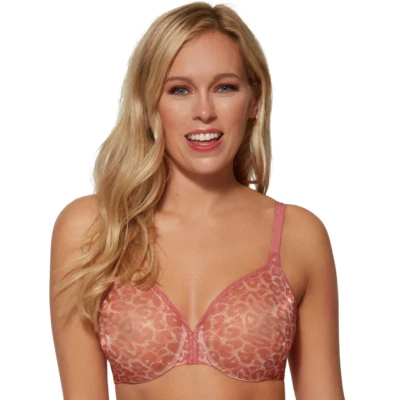 Gossard Glossies Pink Leopard Print Sheer Bra - Image 1 of 4