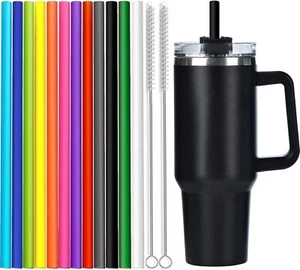 Paquete de 12 pajitas de repuesto de color para vaso Stanley de 40 oz, 12 pulgadas reutilizables Str - Imagen 1 de 8