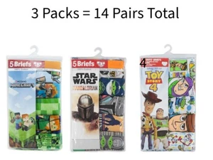 Disney Star Wars Toy Story & Mojang Minecraft Boy Briefs Underwear 14 Pair Sz 8 - Picture 1 of 5