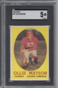 1958 Topps Football Karte #127 Ollie Matson Chicago Cardinals bewertet SGC 5 - Bild 1 von 2