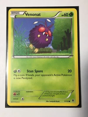 Venonat 1/119 - Pokemon TCG Card -LP Phantom Forces - 2014 - XY - Image 1 of 3