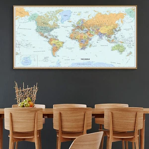 Globe Geographic Ocean HD World Map Canvas Poster Education Art Unframed 112 - Picture 1 of 9