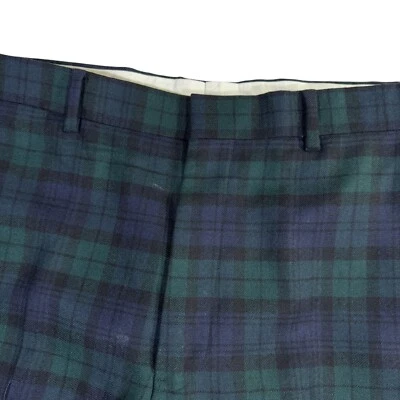 J. Press Vitale Barberis Canonico Dress Pants Mens 36x30 Green Navy Plaid Wool - Image 1 of 4