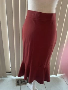 Zenana Rust Mermaid Pencil Skirt size L ponte knit Office Siren - Picture 1 of 11