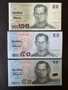 Thailand Set 3 pcs 20 50 Baht 1997 2003 2004 P 102 109 112 Polymer UNC - Picture 1 of 2