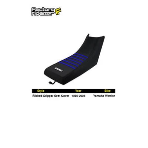 1986-2004 Yamaha Warrier Seat Cover Gripper Enjoy Mfg ALL BLACK / BLUE RIBS #111 - Picture 1 of 4