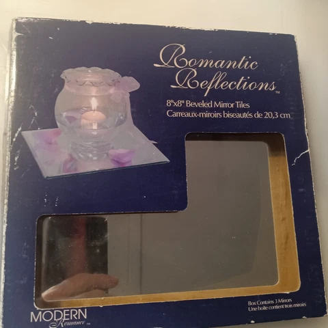 Two Vintage Mirror Tiles 8X8 "Modern Reflections" Beveled Edge and Foot Pads Cover