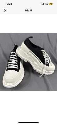 Alexander McQueen Womens Shoes Sneakers Low Top Canvas 10 Black White MSRP $750 - Image 1 of 4