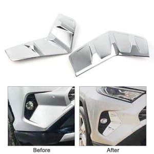 Chrome Front Fog Light Lamp Eyebrow Cover Trim Fit Toyota RAV4 2019-2021 Auto - Picture 1 of 11