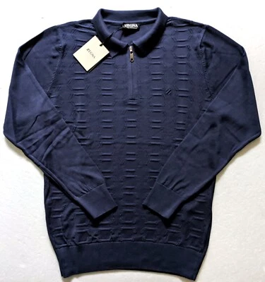 SUÉTER ZEGNA HOMBRE AZUL OSCURO PUNTO 1/4 CREMALLERA TALLA M Foto 1 de 4