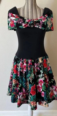 NWT Vtg 90s Byer Too Sz 3 XS/S Floral Off Shoulder Tea Dress Cottagecore - Image 1 of 4