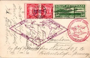 1930 USA Graf Zeppelin Pan America Flight RPPC  Postcard Cover Sc #C13 LZ 127 - Picture 1 of 2
