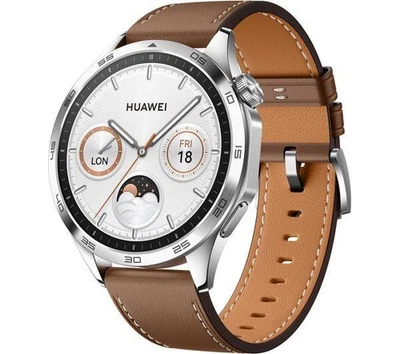 Huawei Watch GT 4 Smartwatch 46 mm AMOLED Brown Leather Strap - Image 1 of 4
