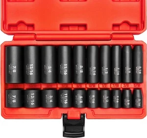 02434A 3/8-Inch-Drive Standard and Deep Impact Socket Set, 6-Point SAE Sizes ... - Picture 1 of 6