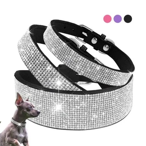 Hundehalsband Glitzer Strass Leder - Bild 1 von 97