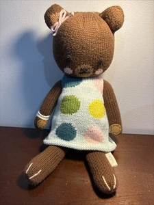 Cuddle + Kind 14" Oso Peluche Tejido Muñeca IVY Marrón Lunares Vestido Hecho a Mano B2 - Imagen 1 de 5
