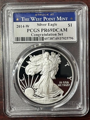 2014-W Silver Eagle Proof Congratulation Set PCGS PR69 DCAM - Image 1 of 2