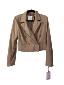 NWT Anthropologie Womens M Blush Crop Blazer Jacket Officecore Coquette Feminine - Picture 1 of 7