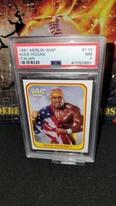 1991 MERLIN WWF ITALIAN #110 HULK HOGAN HOF PSA 7 NM - Picture 1 of 2