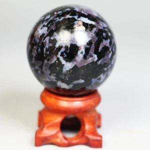 Bola esfera cristal cuarzo natural MERLINITA chamán Psilomelane Gabbro + soporte - Imagen 1 de 8