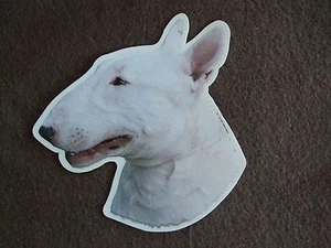 GRAND AUTOCOLLANT - motif chien Tête BULL TERRIER BLANC N° 1 - Imagen 1 de 1