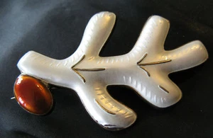 NORWEGIAN NORWAY JACOB TOSTRUP-RUTH OWRUN 925S ENAMEL LEAF BROOCH 1960'S - Picture 1 of 7