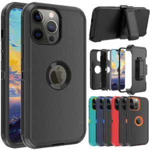 For iPhone 14 13 12 Pro Max Case Shockproof Heavy Duty Cover+Belt Clip Holster - Picture 1 of 29