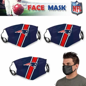 New England Patriots 3er Pack NFL Football waschbare Gesichtsmasken Abdeckungen - Bild 1 von 4