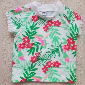Janie and Jack Baby Girls' Tropical Rash Guard Swim Shirt 12-18m - Picture 1 of 8
