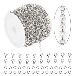 33 Feet Silver 304 Stainless Steel Chain for Jewelry Making 4MM Round Circle ... - Picture 1 of 7