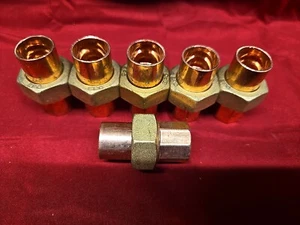6-Libra Supply 1/2 inch, 1/2'' Lead Free Copper Brass Sweat Union CxC, 6 pcs - Picture 1 of 4