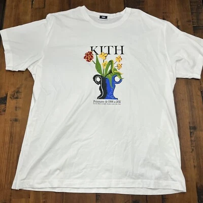 Camisa KITH PARA HOMBRES 2XL Blanca Pinturas de 1996 a 2011 Florero Flores Auténtica Camiseta Foto 1 de 4