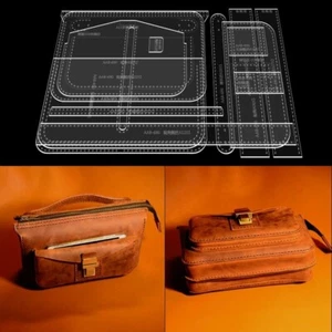 Leather Craft Men's Business Clutch Wrist Bag Grab Handbag Wallet Sewing Pattern - Picture 1 of 6