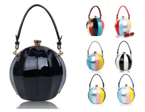 Damen Ballform Lack glänzend Leder Oberteil Griff Handtasche Damen Schultertaschen - Bild 1 von 15