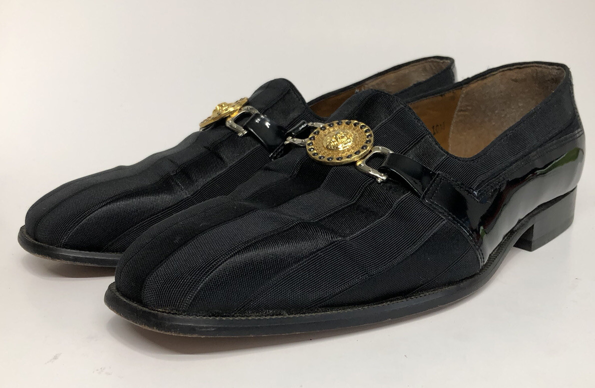 BLACK LEATHER FABRIC DRESS SHOES 