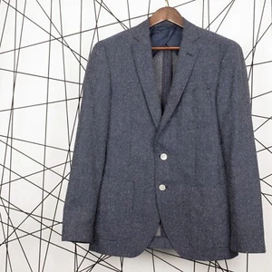 HUGO BOSS Men's Blue Two Buttons Classic Sport Coat Wool Blazer Size 40R 50 - Picture 1 of 21