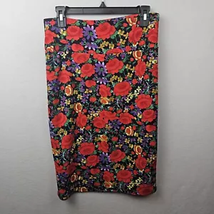 LulaRoe Skirt Woman’s Size Medium Black Multicolor Floral Cassie NWOT - Picture 1 of 7