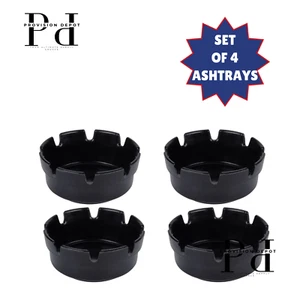 Set di 4 posacenere in plastica nera 4 1/4"" x 1 3/4"" per il tuo bar ristorante - Foto 1 di 2