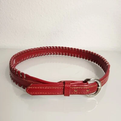 Cinturón para mujer Justin talla 30 rojo grano cuero de vaca tejido hebilla plateada 3055R Foto 1 de 4