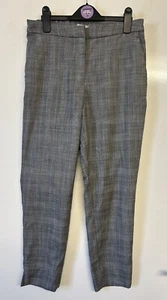 H&M Women’s Beige Check Smart Dress Tapered Trousers UK Size 8 & Leg 26” - Picture 1 of 10