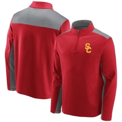 USC Trojans Fanatics Cardinal Logo Colorblock 1/4 Zip Jacket Men's LARGE NWT - Image 1 of 4