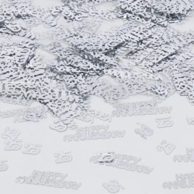 25 Happy Anniversary Confetti Glitter - Silver 25Th Anniversary Party Table Deco - Image 1 of 3