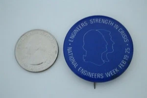 National Engineers Week Strength In Crisis Vintage Pin Pinback Button #28171 - Picture 1 of 2