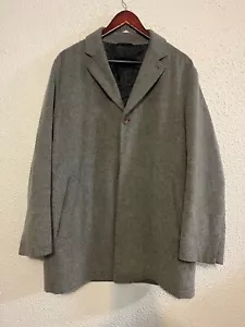 Men’s Hugo Boss Grey Ottoman Virgin Wool Cashmere Mid Length Overcoat Size 48 - Picture 1 of 14