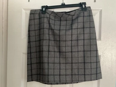 Falda hasta la rodilla Cynthia Rowley mezcla lana gris y negro talla 10 Foto 1 de 3